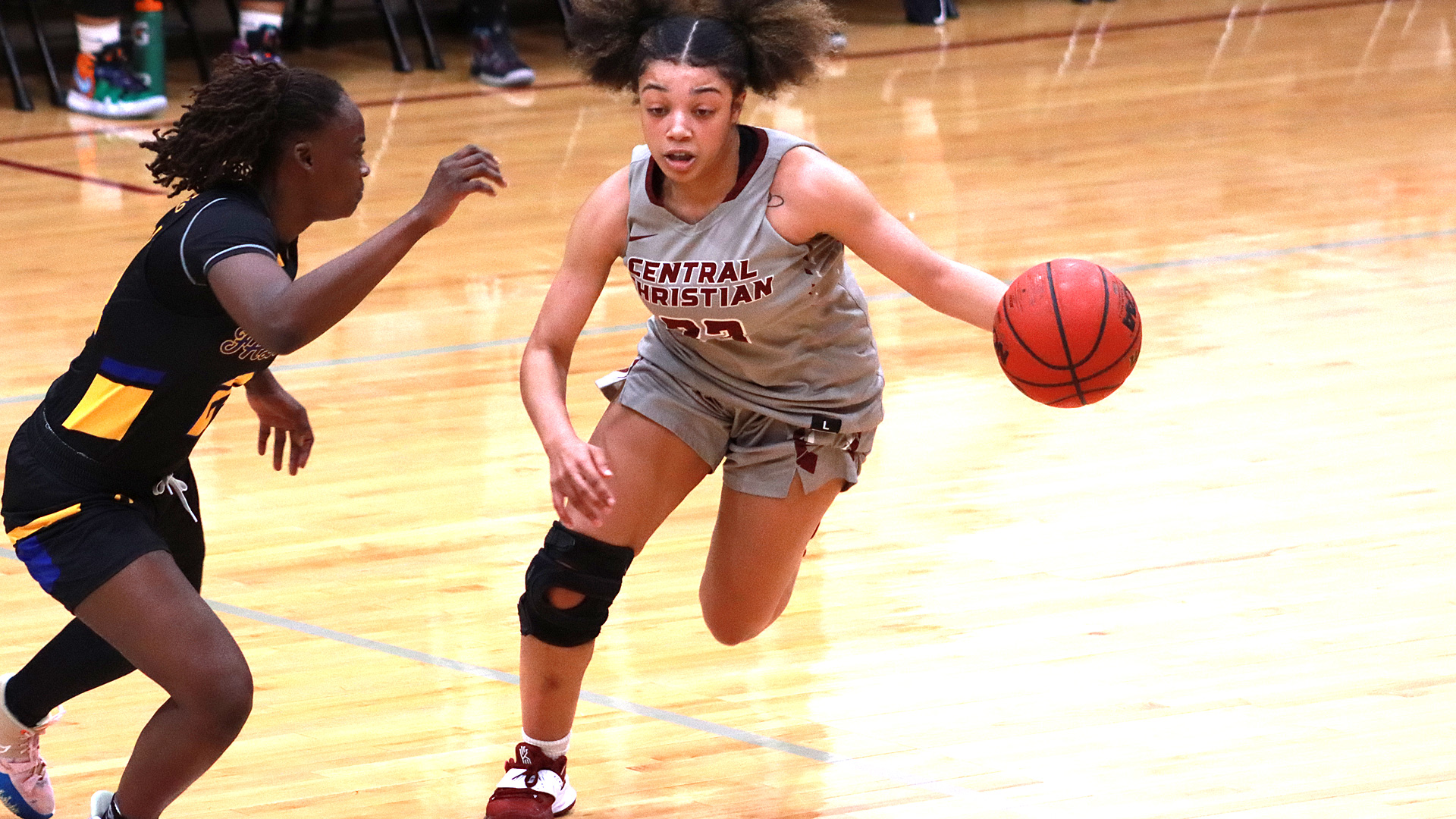 CCCB freshman Atira Davis scored 10 points and pulled down six rebounds during the Saints' 58-47 loss to Kansas Christian College on Thursday.
